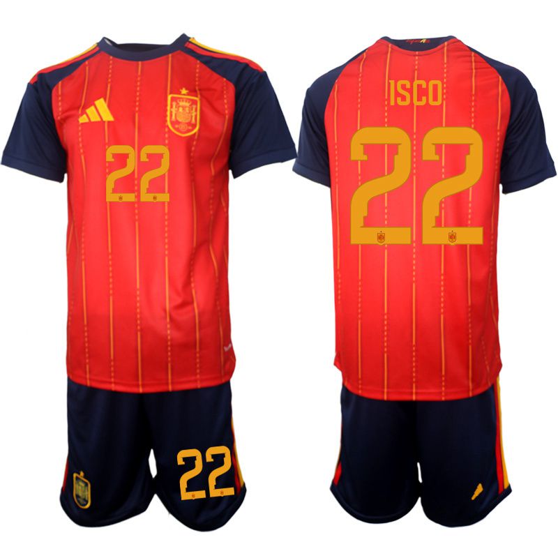 Men 2026 World Cup National Team Spain home red #22 Soccer Jersey->spain jersey->Soccer Country Jersey